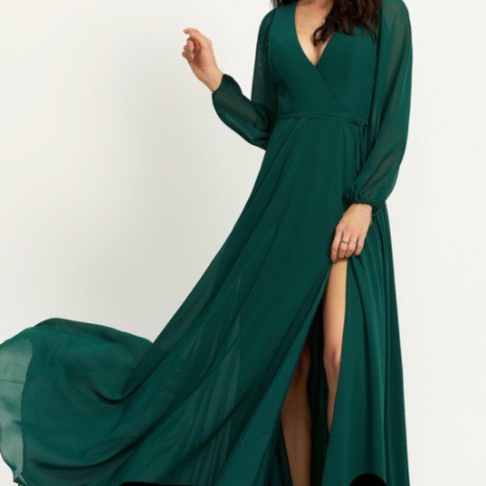 A-Line V-neck Floor-Length Bridesmaid Dress With Split Front